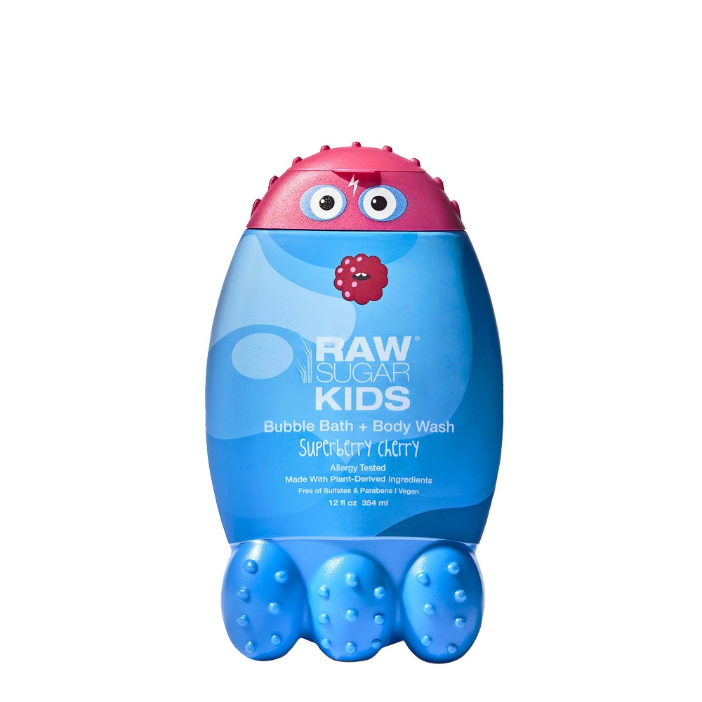 Photos - Shower Gel Raw Sugar Kids Bubble Bath + Body Wash - SuperBerry Cherry - 12 fl oz