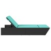 vidaXL Double Sun Lounger - Black Poly Rattan, Adjustable Backrest, Turquoise Cushions, Outdoor Patio/Garden Furniture 46.5” x 78.7” - 4 of 4