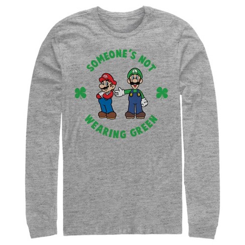 Men's Nintendo Super and Luigi St. Patrick's Day Not Wearing Green Long Sleeve Shirt - image 1 of 4