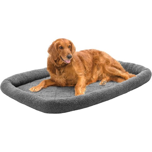 Furhaven Faux Lambswool Bolster Crate Pet Bed - Gray, Extra Large : Target