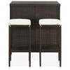 vidaXL Outdoor 3 Piece Bar Set - PE Rattan, Steel Frame, Comfortable Seating with Footrest and Washable Cushion Covers - 2 of 4