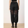 Allegra K Women's High Waist Sports Elastic Mesh Panel Sheer Baggy Cargo Pants - 3 of 4