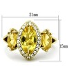 Slickblue Women's Three-Stone IP Gold Stainless Steel Ring with Marquise-Cut Topaz Synthetic Glass Center, size 5-10 - 2 of 4