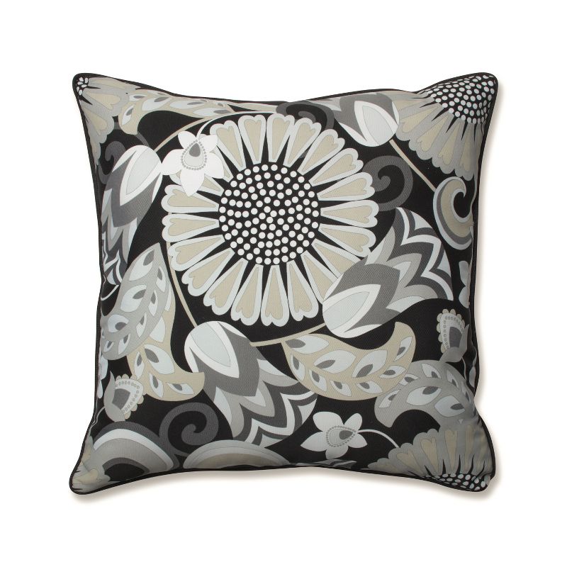 Outdoor/Indoor Sophia Black Floor Pillow - Pillow Perfect, 1 of 5