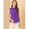INSPIRE CHIC Women's Ruffled Curved Hem Business Office Vintage Sleeveless Blouse - 3 of 4