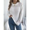 Coolmee Women's Sweaters Casual Long Sleeve Crewneck Cable Knit Oversized Crochet Sweater Pullover Tops - 4 of 4
