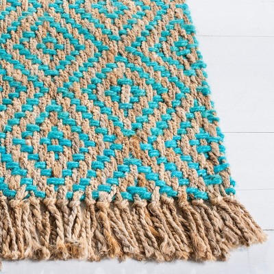 Natural Fiber NF266 Hand Woven Indoor Area Rug - Turquoise/Natural - 5'x8' - Safavieh.