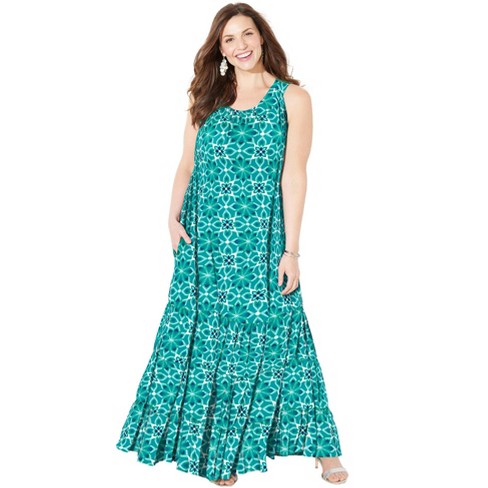 Catherines Women's Plus Size Halter Maxi Dress - 0x, Waterfall Floral ...