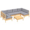 vidaXL Solid Pinewood Patio Lounge Set 7 Piece with Cushions - Brown and Gray - 3 of 4