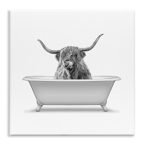 Stupell Industries Longhorn Highland Cow Bath Tub Wall Plaque Art - 1 of 4