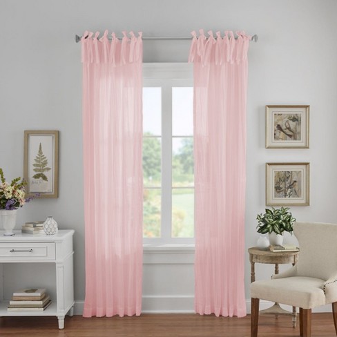 Jolie Semi-sheer Tie Top Single Window Curtain Panel - 52 X 108 - Blush  Pink - Elrene Home Fashions : Target