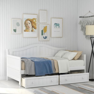 Twin Wooden Daybed With 2 Drawers White-modernluxe : Target