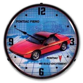 Collectable Sign & Clock | 1984 Pontiac Fiero LED Wall Clock Retro/Vintage, Lighted