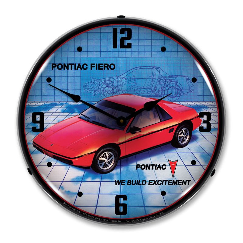 Collectable Sign & Clock | 1984 Pontiac Fiero LED Wall Clock Retro/Vintage, Lighted, 1 of 4