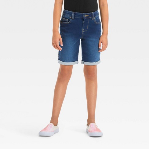 Girls' Cut-off Mid-rise Jean Shorts - Cat & Jack™ Dark Wash M : Target