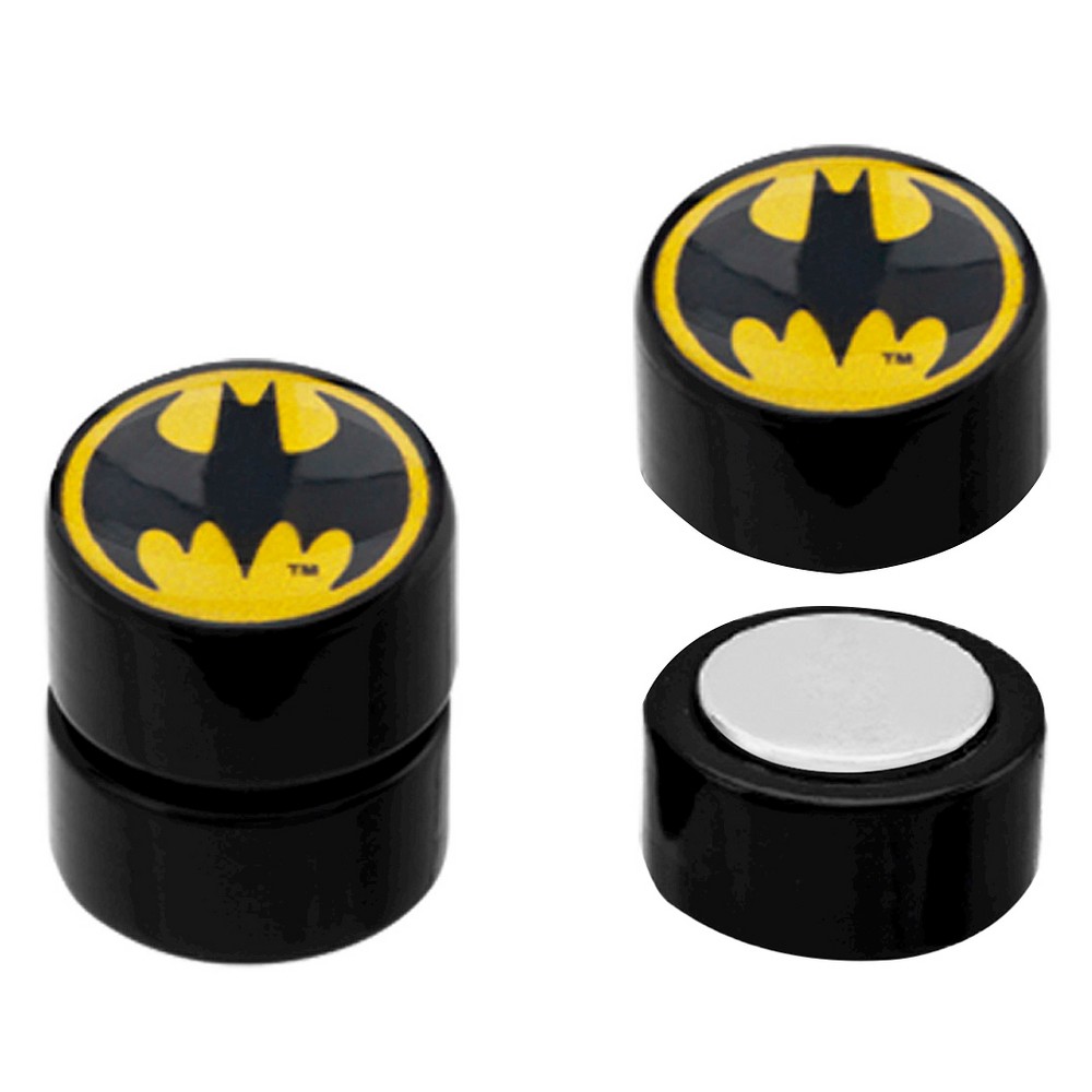 UPC 839546000010 product image for Women's DC Comics Batman Logo Acrylic and Stainless Steel Magnetic Stud Earrings | upcitemdb.com