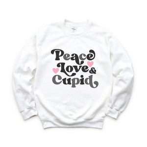 Simply Sage Market Women's Graphic Sweatshirt Peace Love and Cupid - 1 of 4