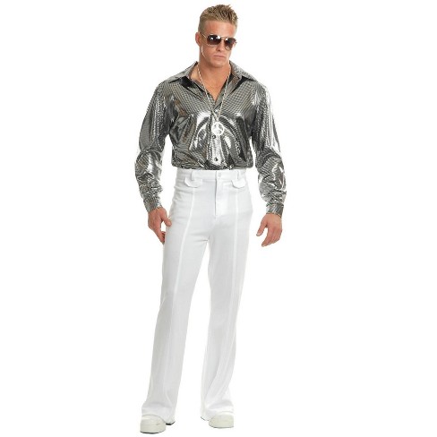 Charades Men's Silver Nail Head Disco Shirt : Target