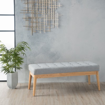 NicBex Upholstered Ottoman Wood Entryway Bench End Of Bed Bench with Wooden Legs, Button-Tufted Top for Living Room
