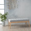 Sapphtopaz Modern Ottoman with Wood Legs Thick Upholstered Entryway Bench with Tufted Top Rectangle Vanity Stool for Living Room,Bedroom - 4 of 4