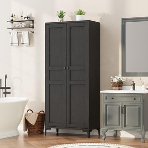 Coucheta 63 Inch Tall Storage Cabinet, Kitchen Pantry 5 Tier Bathroom Cabinet with 2 Doors Adjustable Shelves for Kitchen, Dining Room, Bathroom - 1 of 4