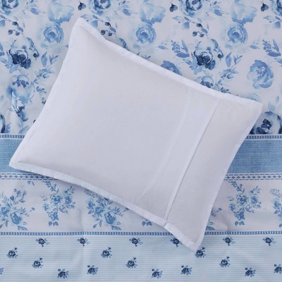 Intelligent Design Twin/Twin XL Lena Floral Striped Comforter Set Blue: Hypoallergenic Dorm Bedding, OEKO-TEX Certified — фото 5