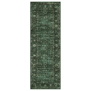 Washable Vintage Living Room Rugs, Soft Non Slip Distressed Floral Print Carpet, Bordered Stain Resistant Bedroom Rugs - 1 of 4
