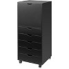 GALAXHERO 5-Drawer Wood Dresser with Top Cabinet, Mobile Storage Chest for Home Office, Black - 4 of 4
