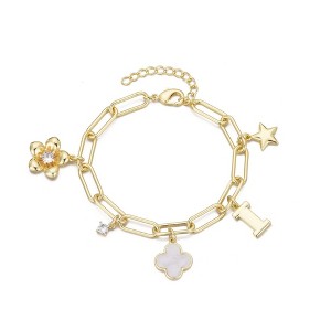 Adornia 14k Yellow Gold Plated Initial Chunky Charm Bracelet - 1 of 1