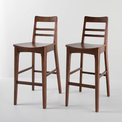 2pk Wood Ladder Back Bar Stool Brown - Hearth & Hand™ with Magnolia