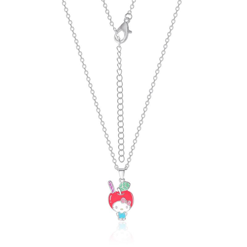 Sanrio Hello Kitty Brass Enamel and Pink Crystal Cafe 3D Apple Head Pendant, 16+ 2'' Chain, 4 of 5