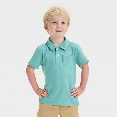 Toddler Boys' Knit Polo Shirt and Woven Shorts Set - Cat & Jack™ Green - image 1 of 4