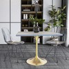 LeisureMod Verve 27" Square Dining Table - Modern Resin Top with Brushed Gold Pedestal Base Accent Side Table for Contemporary Kitchen and Home - 3 of 4