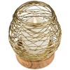 Northlight Small Woven Iron Votive Candle Holder with Wooden Base - 6.25" - Brass Finish - 4 of 4