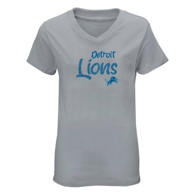 NFL Detroit Lions Girls' Short Sleeve V-Neck Core T-Shirt