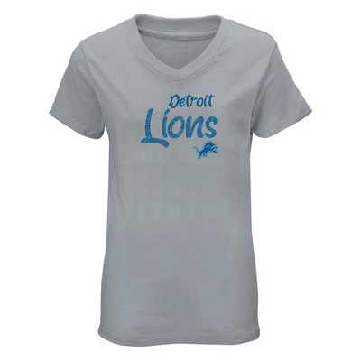 NFL Detroit Lions Girls' Short Sleeve V-Neck Core T-Shirt - XS