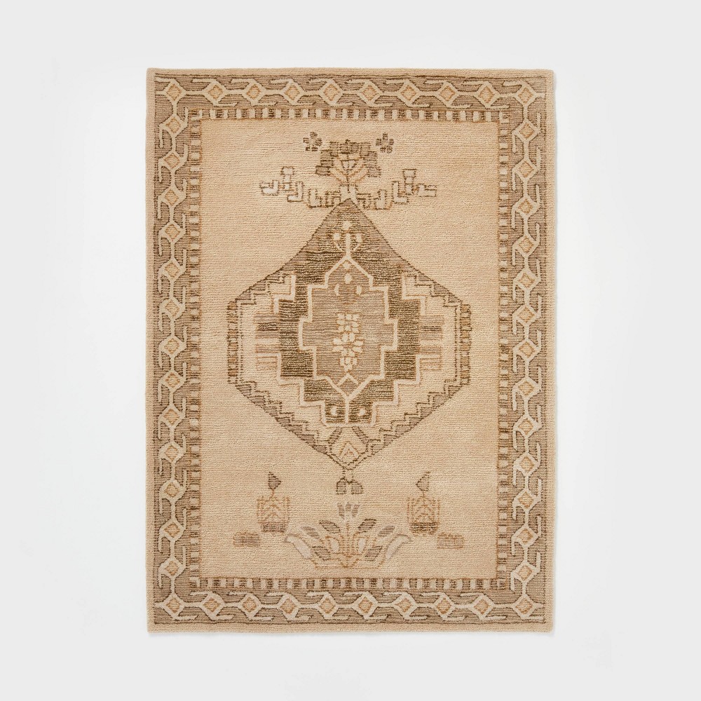 Photos - Doormat 5'x7' Hand Tufted Persian Style Rug Cream - Threshold™ designed with Studi