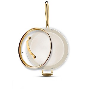 Gotham Steel Cream 14'' Ultra Nonstick Ceramic Family Pan with Lid and Gold Handles - 1 of 4