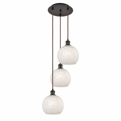 White Mouchette - 3 Light Cord Hung Multi Pendant In Modern Style-36 Inches Tall and 14.5 Inches Wide