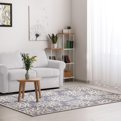 Coral Echoes Blue Ivory Abstract Indoor/Outdoor 8' x 10' Rug