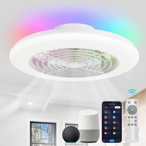 Airsurfer 19'' Ceiling Fan with Light & Remote for Small Bedroom White - 1 of 4