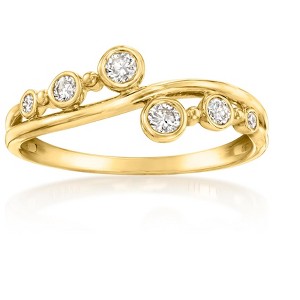 Ross-Simons 0.25 ct. t.w. Lab-Grown Diamond Asymmetrical Wave Ring in 18kt Gold Over Sterling - 1 of 4