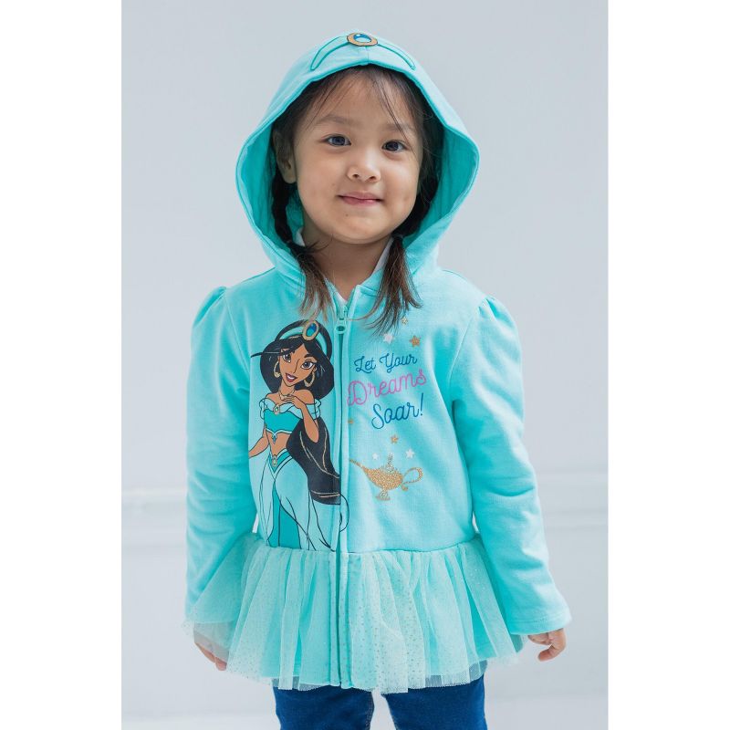 Disney Princess Moana Cindrella Ariel Belle Zip Up Hoodie Little Kid to Big Kid, 4 of 7