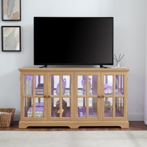 Bella Depot Antique Display Cabinet with Glass Doors Adjustable Shelves,LED Curio Display Cabinet - 1 of 4