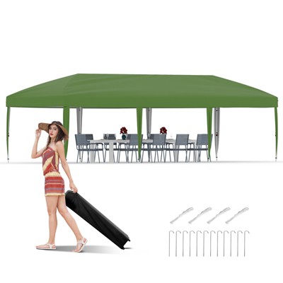 10x30 Pop Up Canopy with 8 Sidewalls-Heavy Duty Tent with Portable Roller Bag-3 Adjustable Height,8 Weight Bags,8 Stakes & 6 Guy Ropes