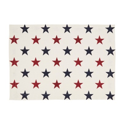 Saro Lifestyle Americana Stars Placemat (Set of 4), Red, 14"x20"