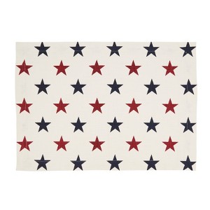 Saro Lifestyle Americana Stars Placemat (Set of 4), Red, 14"x20" - 1 of 4