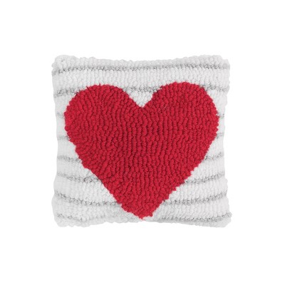 C&F Home 8" x 8" Heart Stripe Petite Hooked Throw Pillow