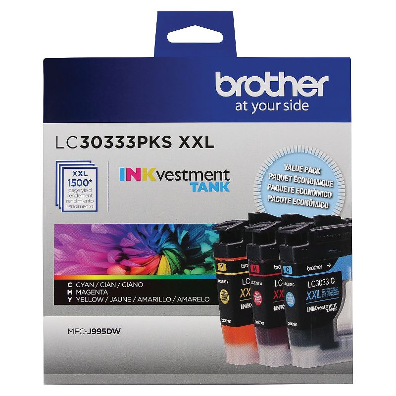 Brother LC30333PKS INKvestment Super High-Yield Ink  1500 Pg-Yield  Cyan/Magenta/Yellow , 2 of 4