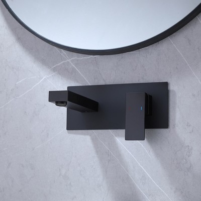 Matte Black Single-Handle Wall Mount Bathroom Faucet